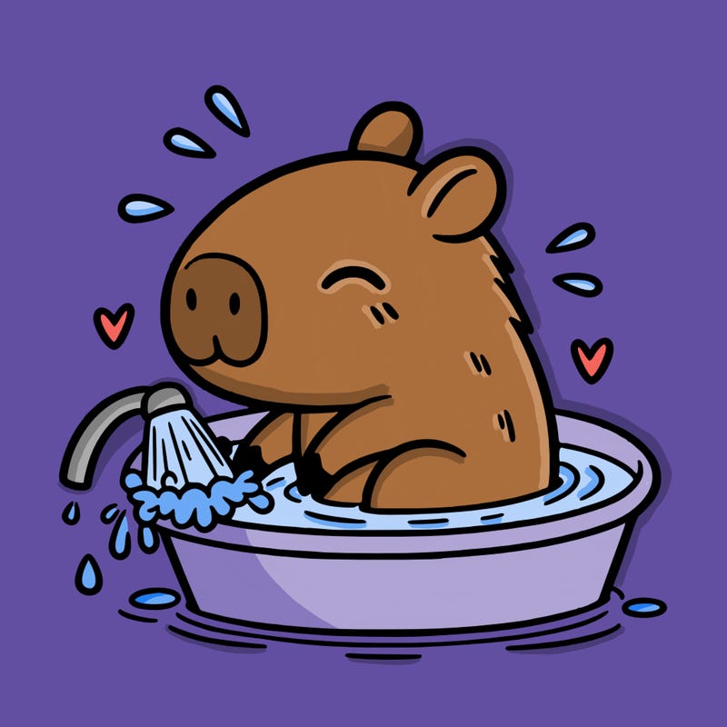 capybara taking a bath