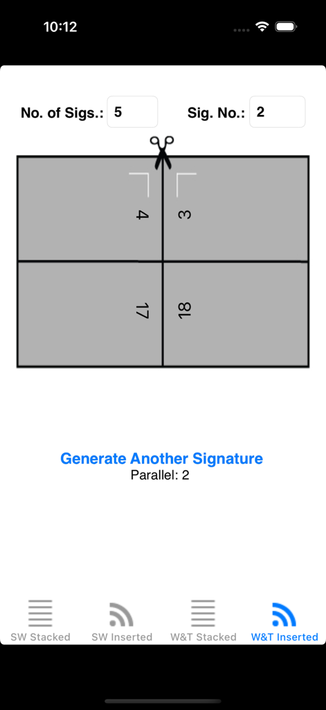 Diagram showing a 4-up page imposition layout for a Work and Turn signature