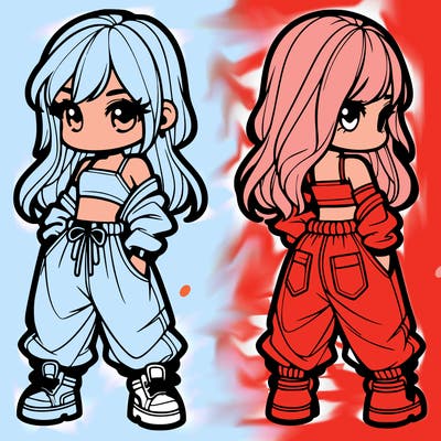 girl in crop top and baggy pants