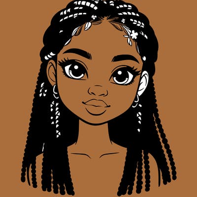 a realistic black girl with braids
