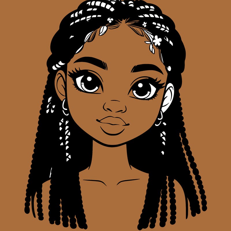 a realistic black girl with braids