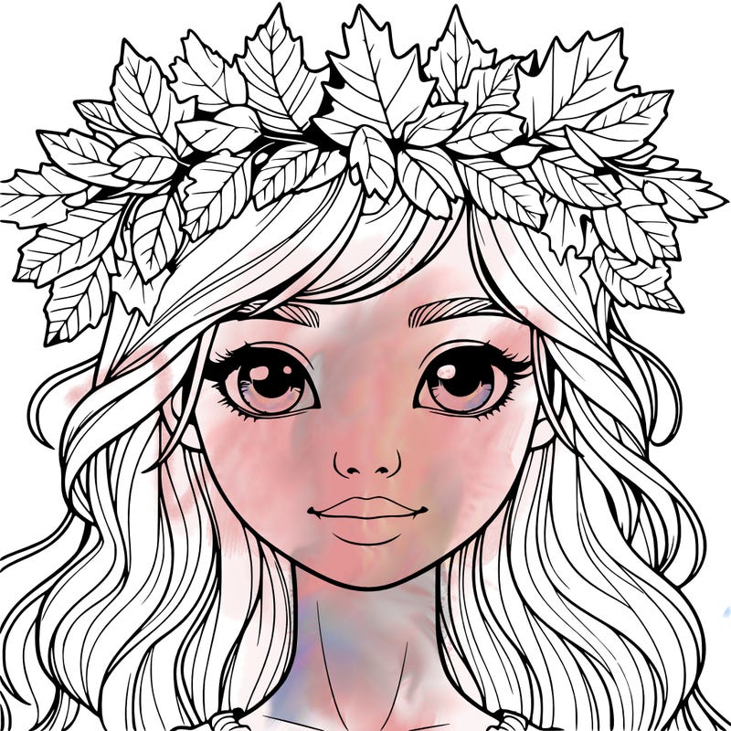 realistic girl with fall leaf crown