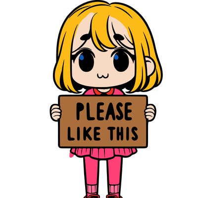 a girl holding a sign that says please like this one