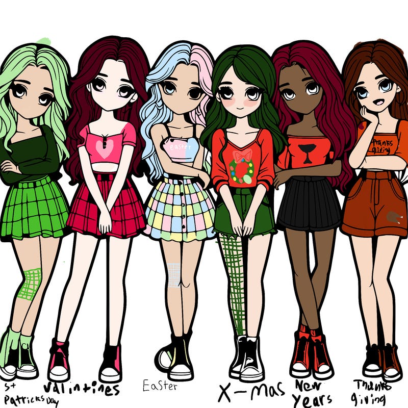 a group of girls realistic