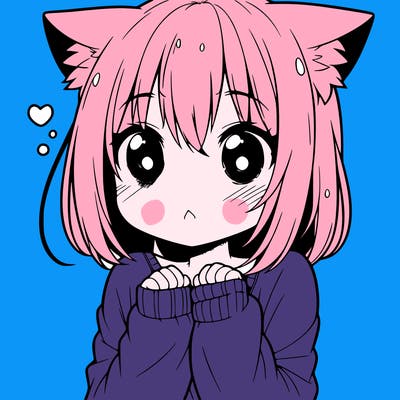 shy anime catgirl