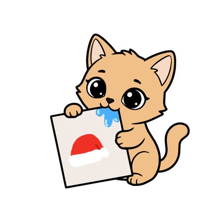 a small cat with a blank sheet of paper in its hand. the cat is sooooooo cute!