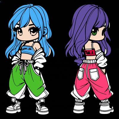 girl in crop top and baggy pants