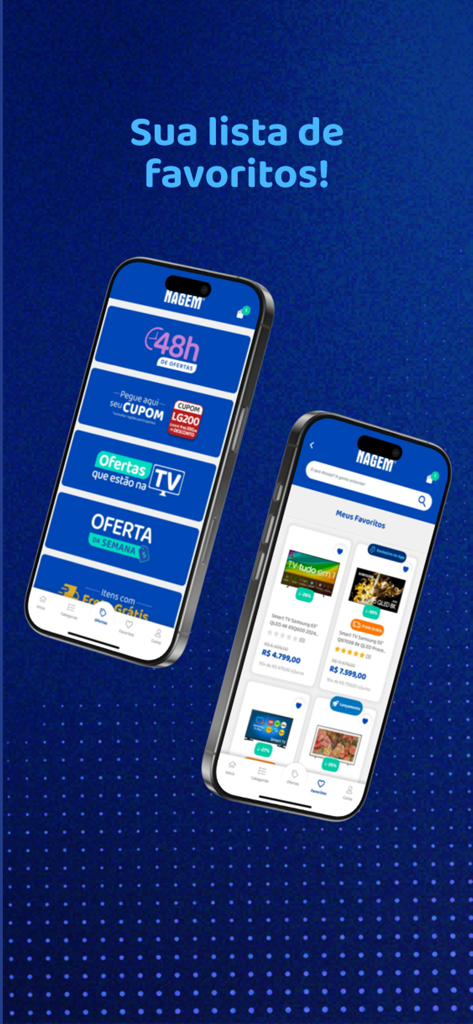 Nagem App - Nagem app interface showing favorites list and exclusive technology offers