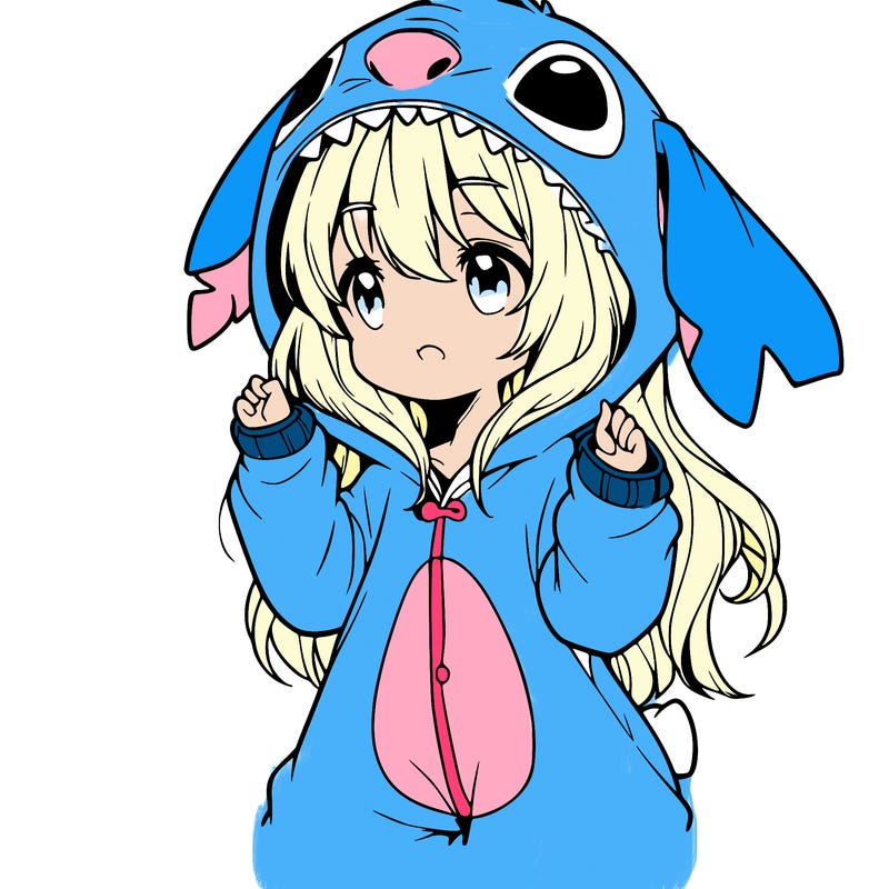 anime girl in a stitch onsie