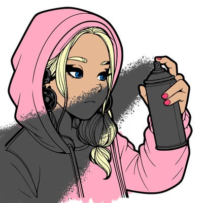 a realistic girl, spray painting