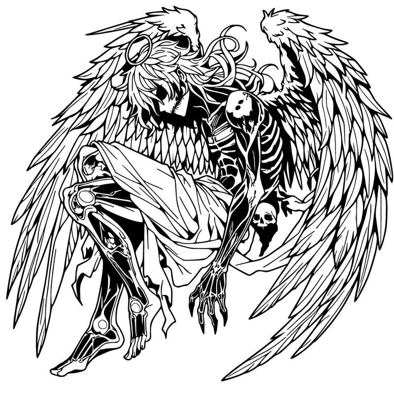 detailed fallen angel anime