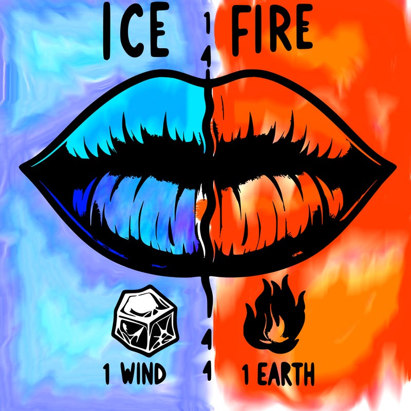 realistic lip split in fourth . 1 fourth ice 1 fire 1wind 1 earth