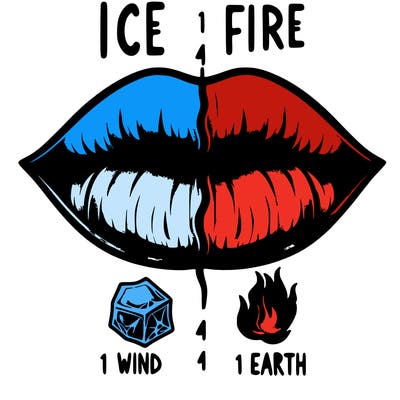 realistic lip split in fourth . 1 fourth ice 1 fire 1wind 1 earth