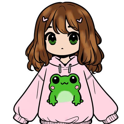 girl wearing frogging sweatshirt