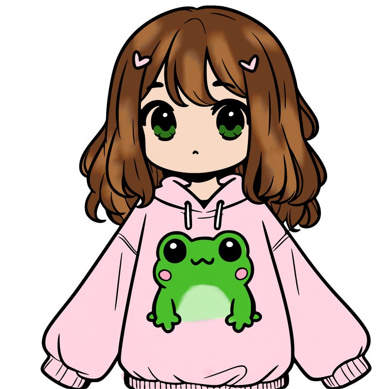 girl wearing frogging sweatshirt