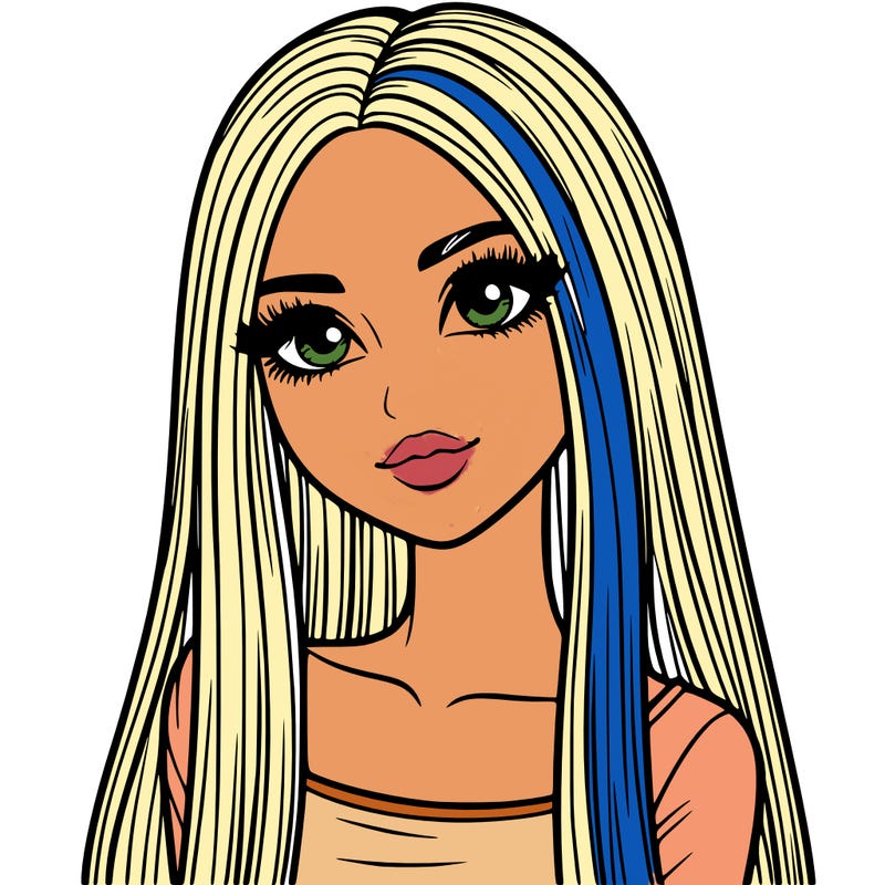 realistic girl with straight and long hair