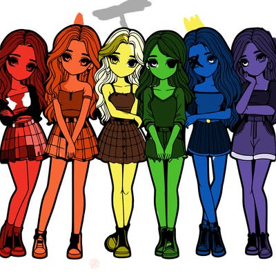 a group of girls realistic