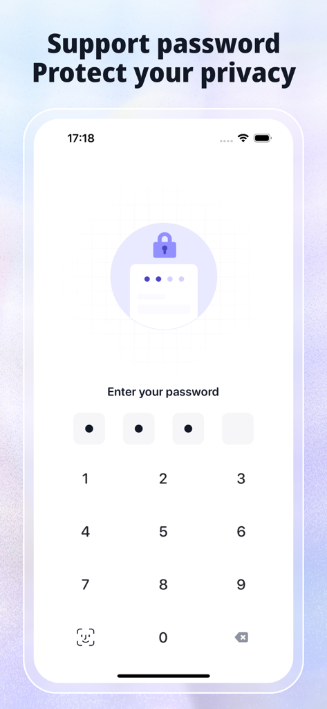 Aphrodite-Sex Tracker&Calendar - Aphroditeセクストラッカーアプリのパスワードロック画面。データプライバシー用です。