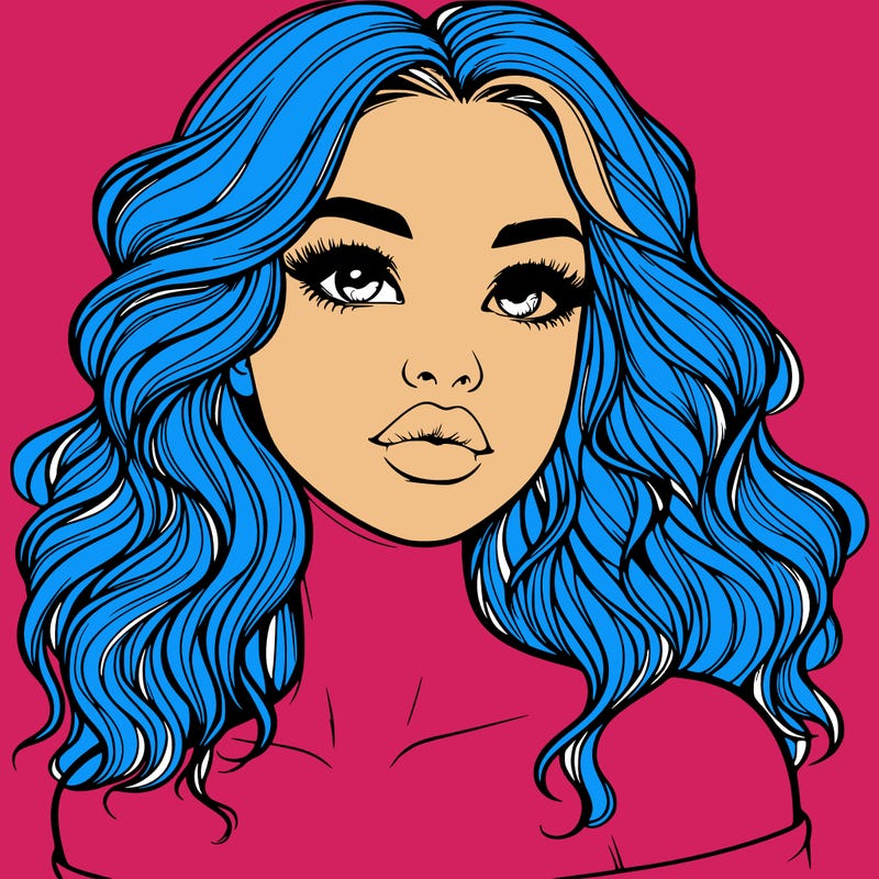 realistic girl with wavy hair and lips