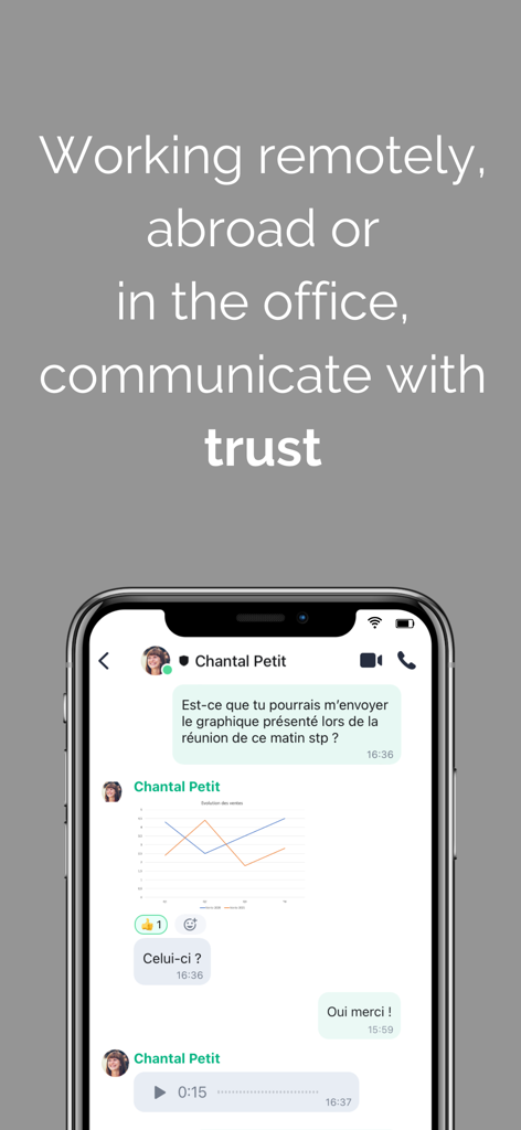 Luxchat4Gov - Luxchat4Gov secure mobile chat interface showing encrypted messaging and file sharing for Luxembourg government employees