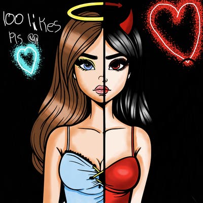 devil vs angel realistic girl