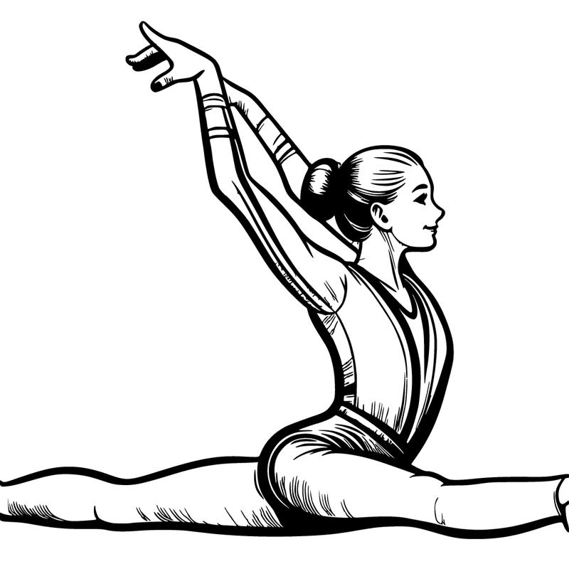 realistic gymnast doing splits with plain background