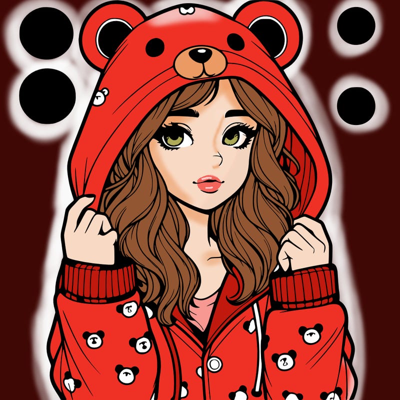 realistic girl in a animal pjs hoodie