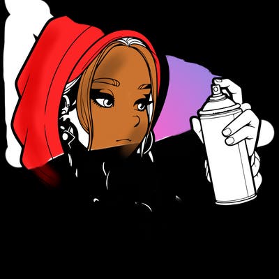 a realistic girl, spray painting