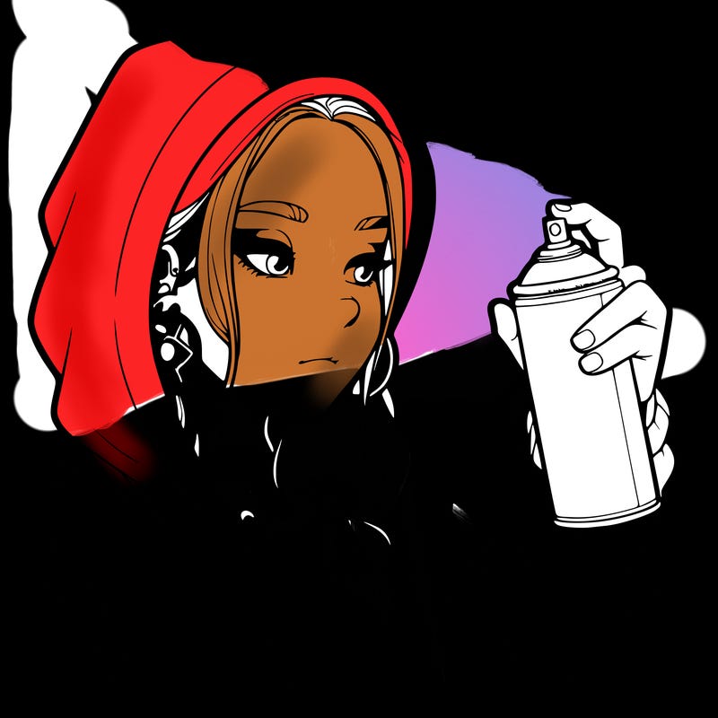 a realistic girl, spray painting