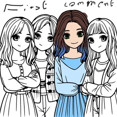 group of girls realistic cute