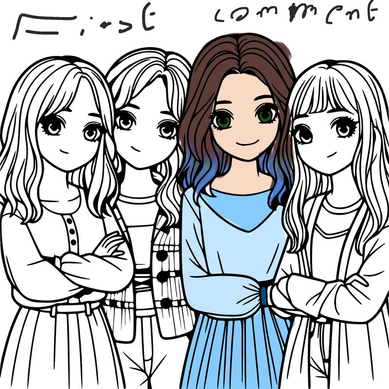 group of girls realistic cute