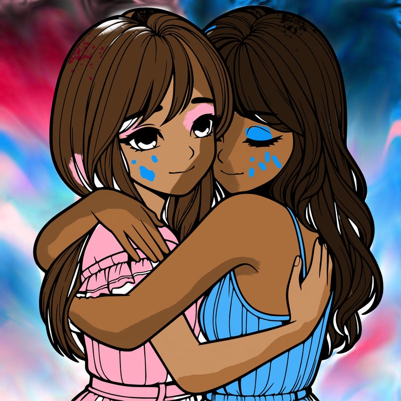 realistic girls hugging