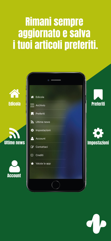 Hotel Domani - Smartphone che mostra il menu di navigazione dell'app della rivista Hotel Domani con opzioni per notizie e preferiti