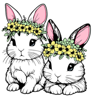 realistic bunny’s with flower crown