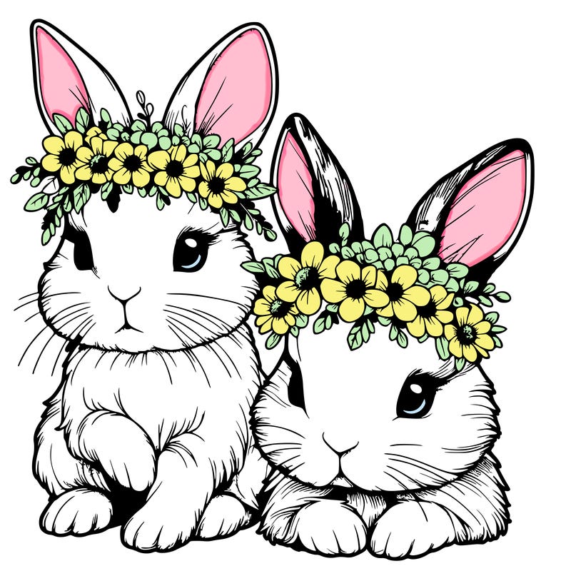 realistic bunny’s with flower crown