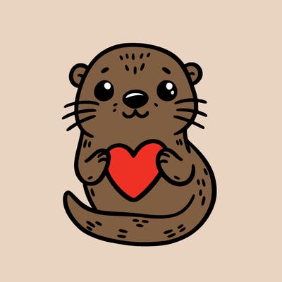 otter with a heart