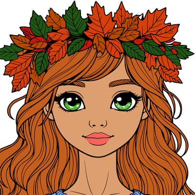 realistic girl with fall leaf crown