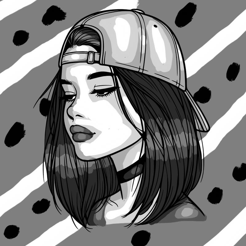 realistic  girl with a backwards hat