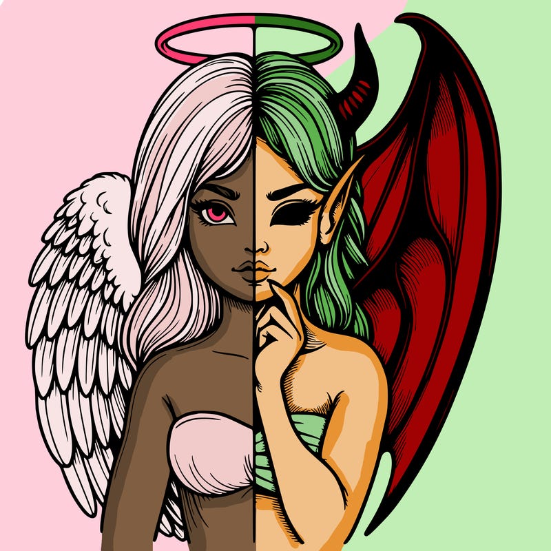 realistic angel half demon