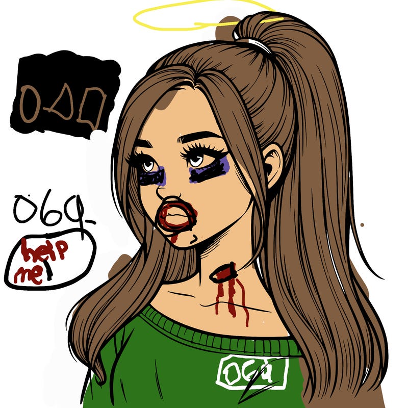 realistic girl with a high ponytail