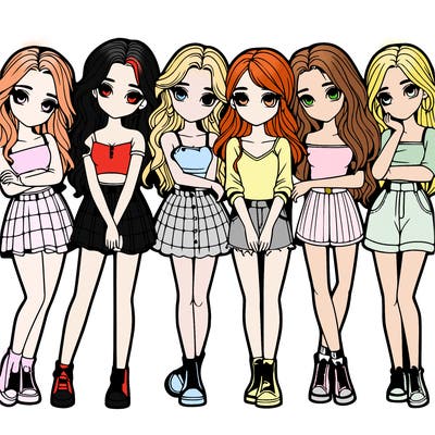 a group of girls realistic