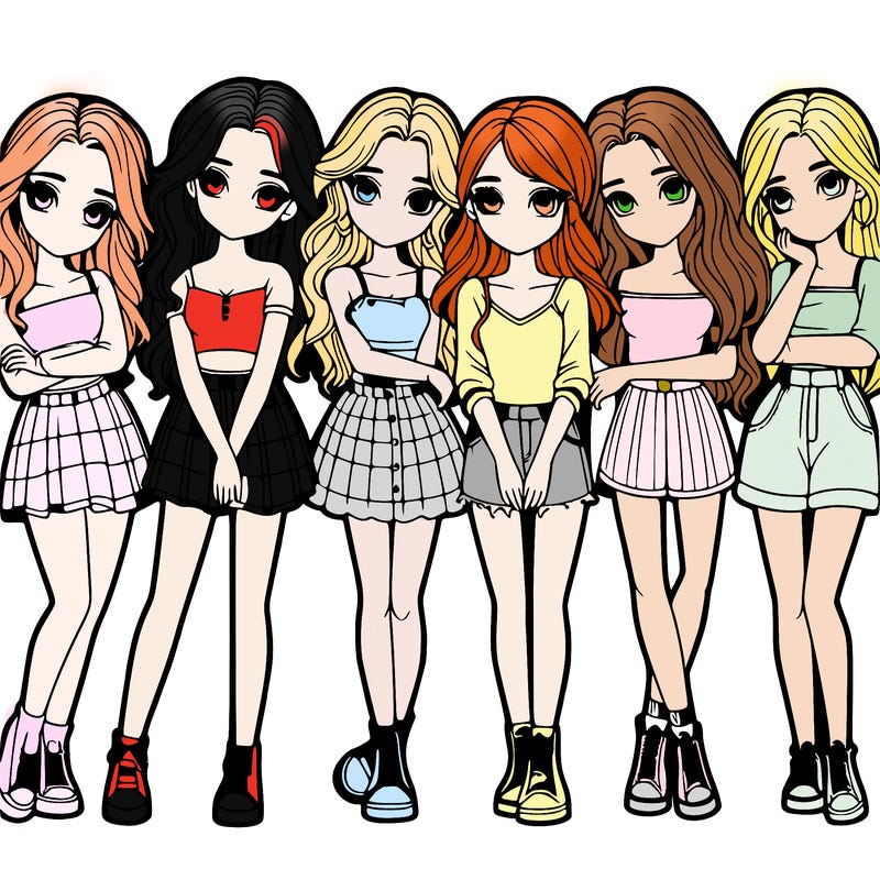 a group of girls realistic