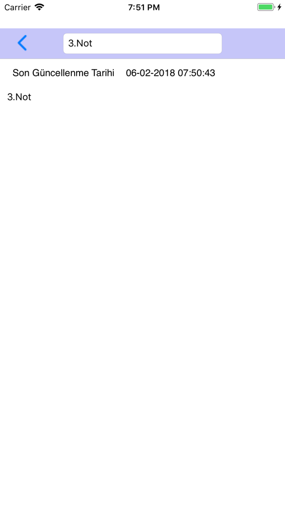 Not Defteri - NVS - A simple note screen in the Not Defteri NVS mobile app