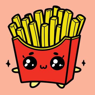 a cute. french fries