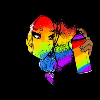 a realistic girl, spray painting