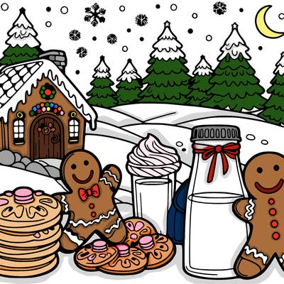 winter wonderland gingerbread man milk and cookies