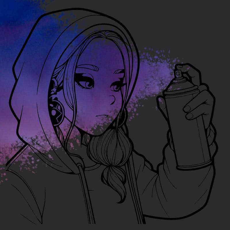 a realistic girl, spray painting