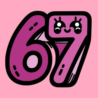 the numbers 67