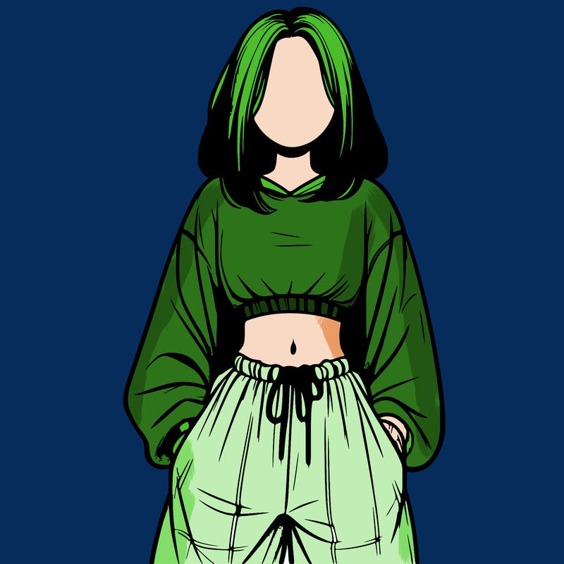 realistic girl faceless with baggy pants and a crop top