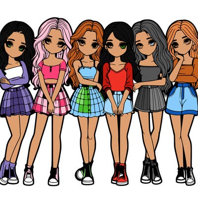 a group of girls realistic